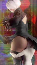 1boy 1girls 3d 3d_(artwork) anon anonymous_male ass ass_focus ass_worship behind_view big_ass big_breasts big_butt bigger_female breasts butt_focus butt_worship clothed clothed_female from_behind from_behind_position giantess height_difference large_ass large_boobs large_breasts large_butt larger_female mini_giantess nier nier:_automata nier_(series) ravenkinggts shorter_male size_difference smaller_male video_game_character white_hair white_hair_female yorha_2b