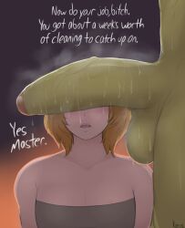 1boy 1futa 2023 balls big_balls big_penis dialogue english_text femboy futa_on_male futadom futanari green_skin hi_res huge_cock human kierus light-skinned_male light_skin male male_focus malesub orc orc_futa penis penis_over_eyes steam steamy_penis sweat sweaty sweaty_penis text