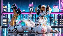 101_dalmatian_street 101_dalmatians 1female 1girl 1girls 2025 2025s ai ai-created ai_art ai_assisted ai_generated anthro anthro_female anthrofied areola areolae ass big_ass big_breasts big_butt black_eyes blue_sky blush breasts building buildings butt canid canine canis close-up cloud clouds da_vinci_(101_dalmatians) dalmatian disney dog dog_ears dog_girl dog_humanoid dog_tail doggirl domestic_dog feet_up female female_anthro female_focus female_only footwear fur furry furry_female hi_res high_quality high_resolution highres huge_areola huge_areolae huge_ass huge_breasts huge_butt huge_thighs illustrious_(stable_diffusion) large_breasts legs_up looking_at_viewer lying mammal massive_ass massive_breasts massive_butt massive_thighs multicolored_body multicolored_fur neon_lights night night_sky nighttime nipple_piercing nipples nsfw outdoors outside pierced_ears pierced_nipples pink_areola pink_areolae pink_inner_ear pink_nipples platform_sandals pony_diffusion_(model) pony_diffusion_xl puffy_nipples rain raining seductive shiny_fur shoes sky smile smiling smiling_at_viewer solo solo_anthro solo_female solo_focus spots spotted_body spotted_fur stable_diffusion suggestive_pose synthneon tail teeth thick_thighs thighs wet_body wet_skin white_body white_fur white_tail wide_hips