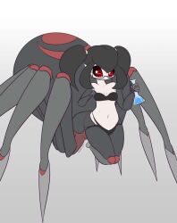 arachne arachnid arachnid_humanoid bra breasts cesil_(zedrin) glasses hips monster_girl panties potion small_breasts spider spider_girl thighs twintails underwear zedrin