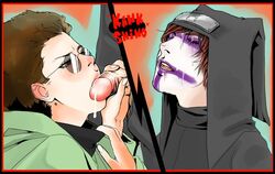 aburame_shino cum face_paint kankuro male multiple_males naruto oral penis sunglasses tagme yaoi