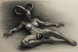 ai_generated demon doom doom_(series) fit futa_only futanari hell intersex monochrome muscles muscular sketch toned toned_body turianhell