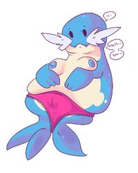 blue_skin breasts chubby clothes female female_only feral lamm nipples pokémon_(species) pokemon pokemon_(species) sealeo solo tagme topless