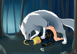 bestiality blonde_hair blush braid braided_hair closed_eyes clothed_sex clothing cum cum_in_pussy cum_inside dark_souls female female_on_feral feral from_behind genderswap great_grey_wolf_sif human_on_feral interspecies long_hair lord's_blade_ciaran male oo_sebastian_oo open_mouth penetration penis rape size_difference vaginal_penetration zoophilia