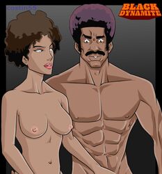 afro black_dynamite black_dynamite_(character) dark-skinned_female dark-skinned_male dark_skin female honey_bee_(black_dynamite) male reiner55 tagme