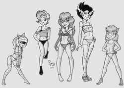 anthro elsa_frankenteen frankenstein hanna-barbera monochrome panties phantasma_phantom poland_(artist) scooby-doo scooby-doo_and_the_ghoul_school sibella_dracula sketch tanis_mummy winnie_werewolf