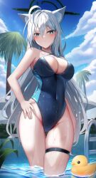 1girls absurdres adult animal_ear_fluff animal_ears antenna_hair armpits bare_arms bare_chest bare_legs bare_shoulders bare_skin bare_thighs belly belly_button bikini black_halo blue_archive blue_bikini blue_eyes blue_eyes_female blue_one-piece_swimsuit blue_swimsuit blue_swimwear blush blush_lines blushing_female breasts cleavage dot_nose elbows female female_focus female_only fingernails fingers groin hair_between_eyes hair_ornament halo hand_on_hip hand_on_own_hip high_resolution highres legs li_se light-skinned_female long_hair looking_at_viewer medium_breasts naked naked_female navel nude nude_female one-piece_swimsuit one_leg_forward palm_tree partially_submerged pool poolside pussy rubber_duck shiroko_(blue_archive) shiroko_(swimsuit)_(blue_archive) shiroko_(terror)_(blue_archive) shoulders sideboob silver_hair silver_hair_female slender_body slender_waist slim_girl slim_waist solo standing submerged_feet submerged_legs swimsuit swimwear thick_thighs thigh_band thighs thin_waist underboob upper_body v-line very_long_hair water wet wet_belly wet_bikini wet_body wet_breasts wet_legs wet_skin wet_thighs white_hair white_hair_female white_pupils wide_hips