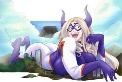 1girls ass big_breasts breasts city female giantess hero_outfit_(mha) mount_lady my_hero_academia rchammer