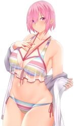 1girls arind_yudha bare_shoulders big_breasts breasts cleavage collarbone fate/grand_order fate_(series) female hair_over_one_eye large_breasts mash_kyrielight pink_hair
