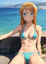 1girls 2d ai_generated aqua_eyes athletic athletic_female bare_shoulders belly big_ass bikini bikini_bottom bikini_top blonde_hair blue_eyes cameltoe chest curvy curvy_figure cute cute_face detailed eyelashes eyeshadow female female_only fit fit_female focus hair_ornament high_quality kirino_kosaka kousaka_kyousuke legs light-skinned_female light_skin lips lipstick long_hair looking_at_viewer makeup mascara mature medium_breasts midriff naked navel nero100 ore_no_imouto_ga_konna_ni_kawaii_wake_ga_nai pale-skinned_female pale_skin petite petite_body posing seductive seductive_look stable_diffusion tagme thighs young younger_female