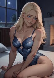 ai_generated dc dc_comics kara_danvers kara_zor-el lingerie ner nervous nervous_smile shy shy_smile solo supergirl superman_(series)