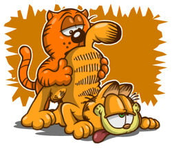 2boys anilingus cadillac_cats counterpart crossover dic duo ekuhvielle face_down_ass_up felid feline garfield_(series) garfield_the_cat gay half-closed_eyes heathcliff heathcliff_(series) male male_only orange_fur rimming sex smile tongue_out yaoi