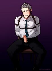 bara bondage fire_emblem fire_emblem_fates male masculine penis solo solo_male soupyeel suit_and_tie