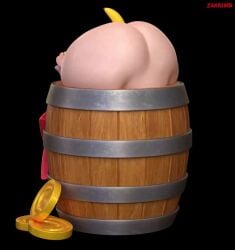 1girls 3d 3d_animation anal_object_insertion animated ass barrel big_ass big_butt donkey_kong_(series) female female_focus female_only nintendo object_in_ass tagme video zaknimb