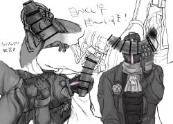 2boys bar_censor big_penis bondrewd cant_see_the_haters censored clothed clothing erection gay gueira helmet huge_cock made_in_abyss male male_only male_pubic_hair mask masked masked_male monochrome multiple_poses on_back open_pants penis penis_covering_eyes penis_on_face penis_out penis_over_eyes pubic_hair retracted_foreskin solo_focus sosei squatting uncut veiny_penis yaoi