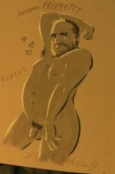 fat_man firewatch hairy_male henry_(firewatch) male_only official_art small_penis