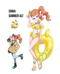 breasts female female_only looking_at_viewer nintendo open_mouth pokemon rhymewithracy solo sonia_(pokemon) swimsuit