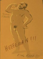 fat_man firewatch henry_(firewatch) male_only official_art posing small_penis