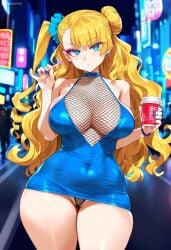 ai_generated albedotype big_breasts blonde_hair galko oshiete!_galko-chan prostitution slutty_outfit thick_thighs wide_hips