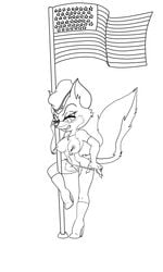 american_flag anthro boots breasts canine elbow_gloves female female_only flag fox fur furry lt._fox_vixen monochrome nipples pole pole_dancing slashysmiley solo squirrel_and_hedgehog topless