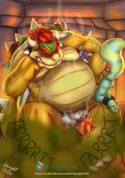 anthro armpit_sniffing ass ball_sniffing balls balls_outline belly bodily_fluids bondage bound bowser bulge canid canine detailed_bulge dominant dominant_male fart fart_cloud farting_on_face fox gassy genital_outline genitals group hi_res koopa laught468 male male/male mammal mario_(series) musk musky_cock nintendo obese obese_male overweight overweight_male scalie size_difference smelly sniffing sweat thick_thighs trio