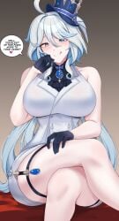 big_breasts blue_eyes female female_only furina_(genshin_impact) genshin_impact heterochromia reupload tagme thick_thighs