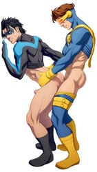 2boys anal anal_sex batman_(series) black_hair black_hair_bottom boner brown_hair brown_hair_on_black_hair brown_hair_top clothed_sex crossover cyclops_(x-men) dc dc_comics dick_grayson domination erection fraternity from_behind gay human light_hair_on_dark_hair male male_only manly marvel mask masked masked_male multiple_males muscular muscular_male nightwing penis pubic_hair red_hair red_hair_on_black_hair red_hair_top schizoid scott_summers short_hair standing teen_titans thick_thighs thighs tight_clothing tough_guy x-men yaoi