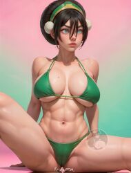 1girls ai ai_generated alternate_breast_size avatar_legends avatar_the_last_airbender bikini bikini_bottom bikini_top breasts commission elygordan elygordanart female female_only gigantic_ass gigantic_breasts gigantic_butt gigantic_nipples green_bikini huge_balls huge_breasts huge_butt huge_nipples human looking_at_viewer nipples nsfwworks.ia patreon pussy pussy_lips sexy.ai smaller_female solo toph_bei_fong