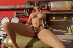 1girls big_breasts breasts dark dark-skinned_female dog_tags female female_only fingerless_gloves fortnite looking_at_viewer mostly_nude mostly_nude_female pinup pussy_lips ramirez_(fortnite) serahnsfwart solo solo_female thong topless topless_female