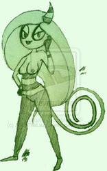 1girls 2d andythelazysheep breasts deadly_six deviantart female_only half-closed_eyes horn long_hair monochrome nude pussy sega sonic_(series) sonic_lost_world sonic_the_hedgehog_(series) standing tail text url watermark zeena zeti zeti_(species)