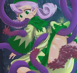 anus ass big_ass chrono_(series) chrono_cross curly_hair dress dress_lift fairy fellatio green_eyes lilije_drug mam_melon oral pointy_ears purple_hair pussy razzly square_enix tagme tentacle torn_clothes