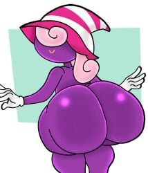 1boy ass big_ass furu_flami ghost ghost_boy gloves hair_over_eyes hat huge_ass humanoid large_ass looking_back male mario_(series) no_humans non-human non-human_only otoko_no_ko paper_mario pink_hair smile thick_ass vivian_(paper_mario)