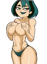 big_breasts breasts goth goth_girl green_lipstick gwen_(tdi) high_resolution muscular muscular_female panties raydonxd seductive smile total_drama_island