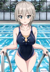 1girls anastasia_(idolmaster) bare_arms bare_legs bare_shoulders bare_skin bare_thighs belly belly_button black_one-piece_swimsuit black_swimsuit black_swimwear blue_eyes blue_eyes_female blush blush blushing_female breasts breasts collarbone dot_nose elbows female female_focus female_only fingernails fingers groin hair_between_eyes high_resolution highres hourglass_figure idolmaster idolmaster_cinderella_girls inoshira legs light-skinned_female light_skin looking_at_viewer medium_breasts naked naked_female navel nude nude_female one-piece_swimsuit open_mouth open_mouth_smile pool poolside pussy short_hair shoulders silver_hair silver_hair_female slender_body slender_waist slim_girl slim_waist smile smiling smiling_at_viewer solo standing swimsuit swimwear thick_thighs thighs thin_waist tree trees upper_body v-line water white_hair white_hair_female wide_hips window