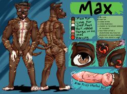 anthro canid canine canis character_name domestic_dog eyewear glasses hi_res humanoid itsminosart male mammal model_sheet penis piercing solo