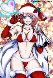 1girls alisa_bosconovitch alluring bag bikini christmas emise green_eyes namco pink_hair santa_bag santa_bikini santa_hat tekken tekken_7 tekken_8 tekken_blood_vengeance tekken_tag_tournament_2