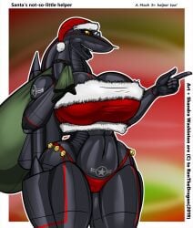 aeromorph aircraft anthro female living_aircraft living_machine panties renthedragon santa_costume sr-71 tagme