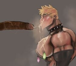 adaikki bara bara_tiddies bara_tits big_muscles blonde_hair blonde_hair blonde_male cum gay gay_male male_only muscles muscular_male no_penetration original_character