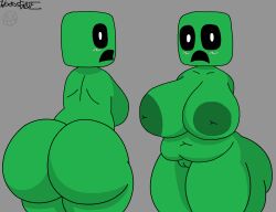 2girls areola areolae big_ass big_breasts big_butt blush chubby creeper inverted_nipples minecraft multiple_girls presenting_butt pussy woodsglue