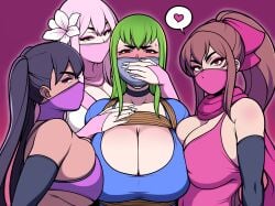 4girls big_breasts female female_only jam-orbital masked masked_female multiple_girls tagme