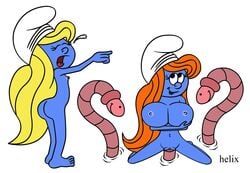 alternate_breast_size helix sassette smurf smurfette tagme the_smurfs worm zoophilia