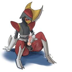 anthro bisharp blush erection front_view handjob harpoon-princess male male_only masturbation penis pokemon sitting solo tagme