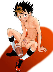 1boy bar_censor censored eyeshield_21 kobayakawa_sena male male_only nude penis solo testicles