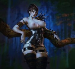 1futa absurd_res areolae balls big_breasts big_penis black_hair breasts bulge clothed clothing detailed_background dragon_age erection erection_under_clothes futa_only futanari garter_belt garter_straps human latex light-skinned_futanari light_skin morrigan_(dragon_age) mostly_clothed nipples penis short_hair solo standing thick_thighs thighhighs tixnen wide_hips