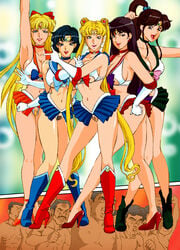 5girls aged_up ami_mizuno bishoujo_senshi_sailor_moon bow breasts color crowd female female_focus front_view human large_breasts makoto_kino male milf minako_aino multiple_girls pubic_hair rei_hino rippadou sailor_jupiter sailor_mars sailor_mercury sailor_moon sailor_venus skimpy_bikini swimsuit usagi_tsukino