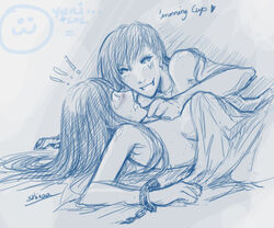 2d 2d_(artwork) 2girls caitlyn_kiramman drawing english_text female female_only human league_of_legends shinaa sketch tagme vi yuri