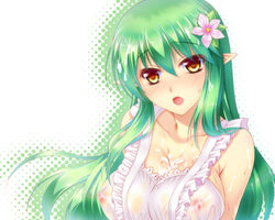 blush breasts elf elsword nipples open_mouth rena_(elsword) tagme