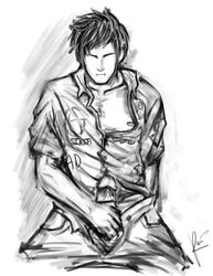 1boy art artist_request erection male male_only masturbation open_clothes pants pants_open penis sigma_klim solo solo_focus solo_male tagme virtue's_last_reward zero_escape