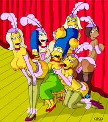 breasts clothes color dildo female female_only gkg human indoors insertion marge_simpson multiple_females multiple_girls nipples sitting tagme the_simpsons twiggy yuri