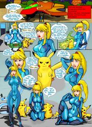 crossover dopplegager metroid nintendo pikachu pokemon samus_aran super_smash_bros. the_legend_of_zelda zero_suit